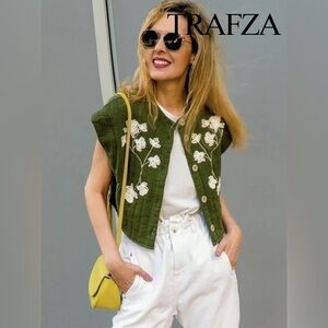 Zara embroidered quilted vest 7200/131